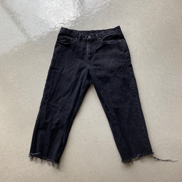 RALPH LAUREN black cropped fray hem jeans size 10 - Picture 3 of 16